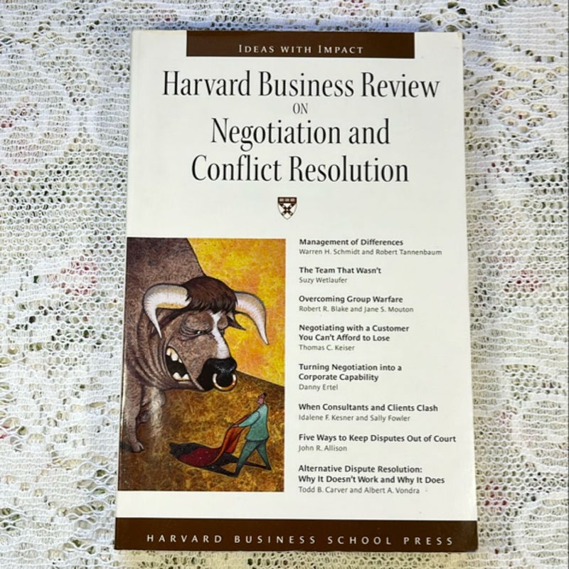 Harvard Business Review on Negotiation and Conflict Resolution