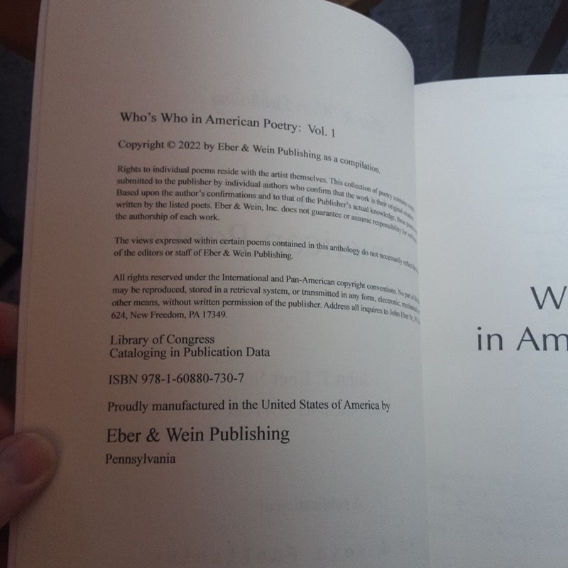 Who's Who in American Poetry: Vol. 1
