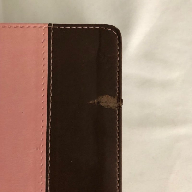 HCSB Large Print Personal Size Bible, Pink/Brown LeatherTouch Indexed