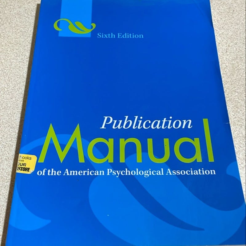 Publication Manual of the American Psychological Association