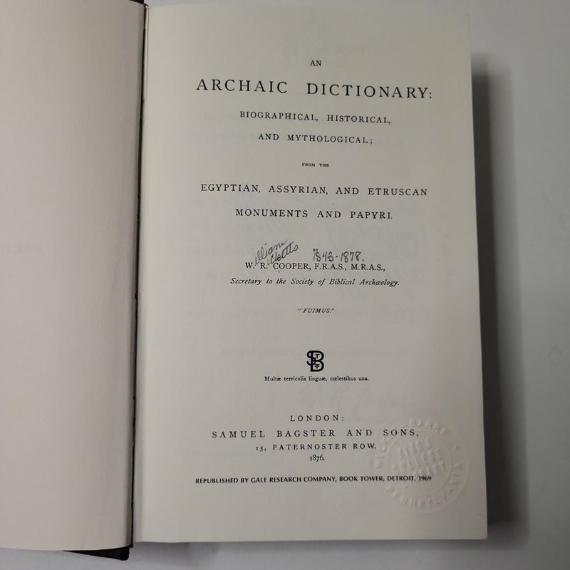 An Archaic Dictionary