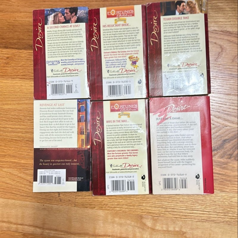 Lot of  6 paperback Silhouette Desire Romance Books 