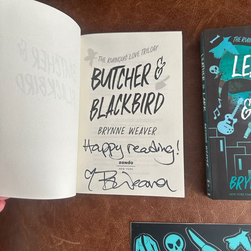 Butcher and blackbird and leather and lark signed