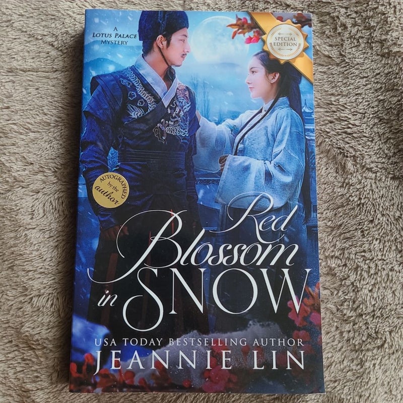 Red Blossom in Snow signed by author 