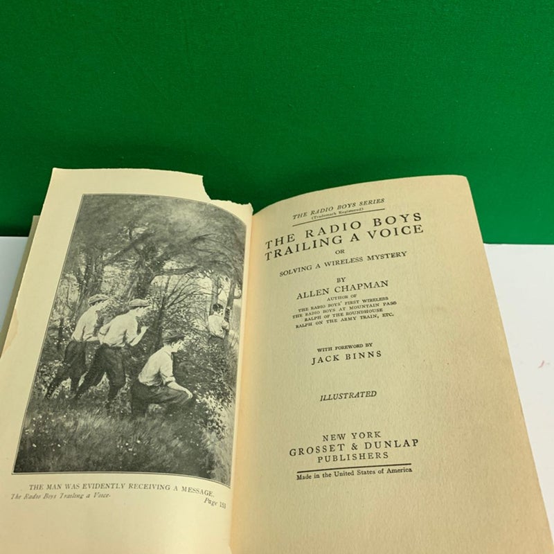 THE RADIO BOYS TRAILING A VOICE Allen Chapman First Edition 1922 Antique Book