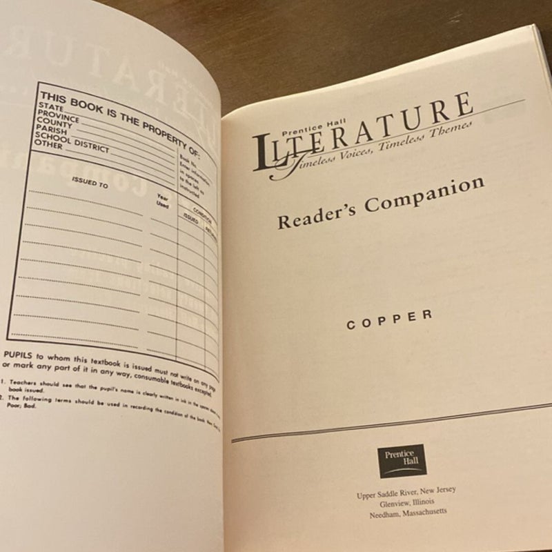 Prentice Hall Literature:timeless Voices Timless Themes 5 Edition the Reader's Companion 200c