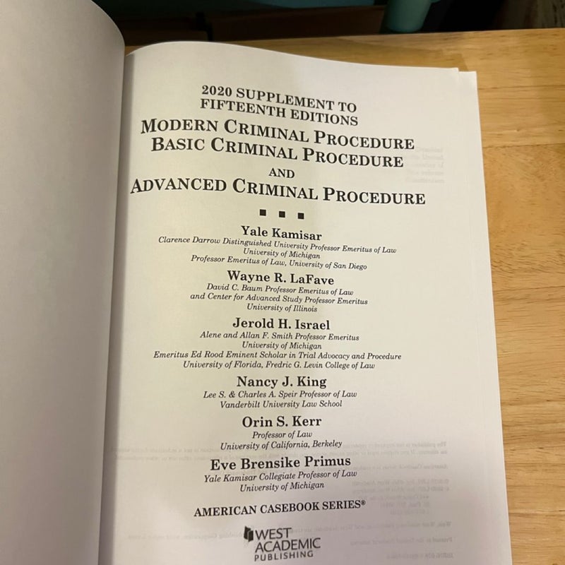 Modern Criminal Procedure (2020 Supplement to 15th Edition)