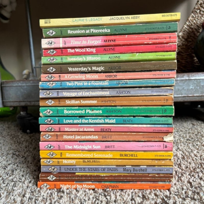 20 vintage harlequin books from the 1950’s - 1980’s