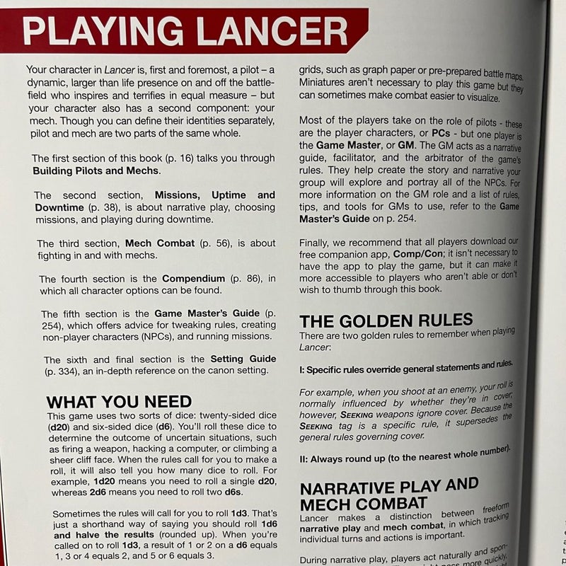 Lancer : Core Rule Book - Hardcover 2019  Tabletop Roleplaying Game Massif Press