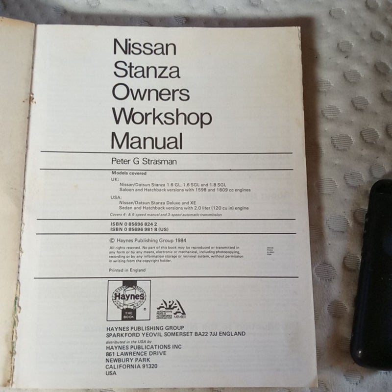 Nissan Stanza Owners Workshop Manual