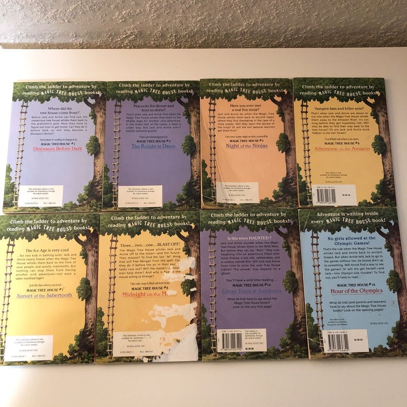 Magic Tree House Books 1, 2, 5, 6, 7, 8, 10, & 16