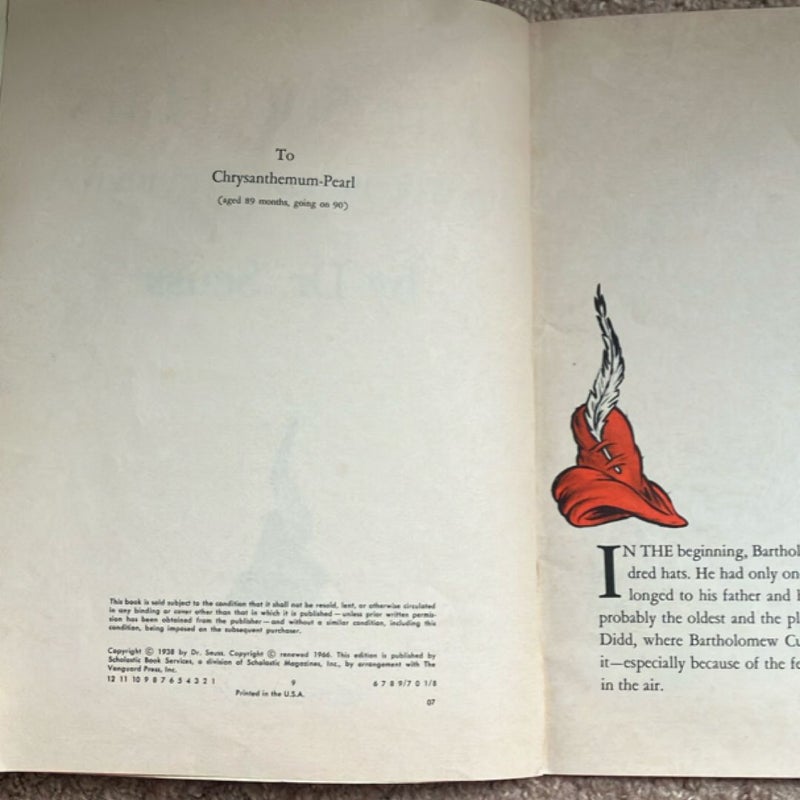 (Vintage 1938)  The 500 Hats of Bartholomew Cubbins (VINTAGE 1938, 1966)