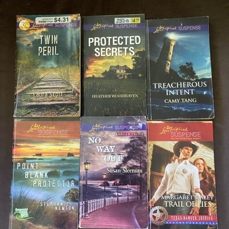 6 Love Inspired Suspense Paperback Books