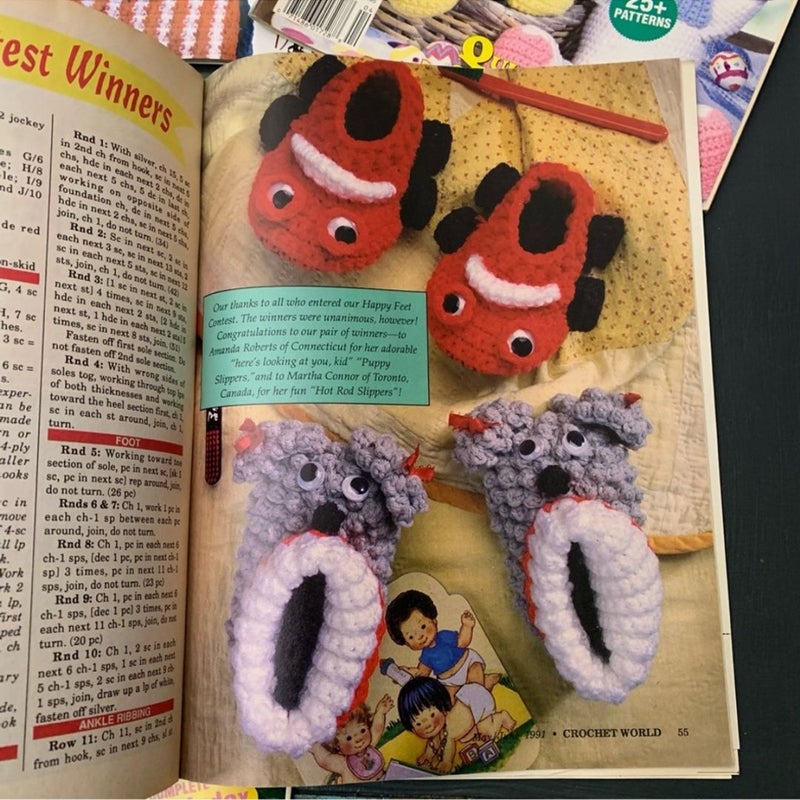 6 Crochet World Magazines from 1991
