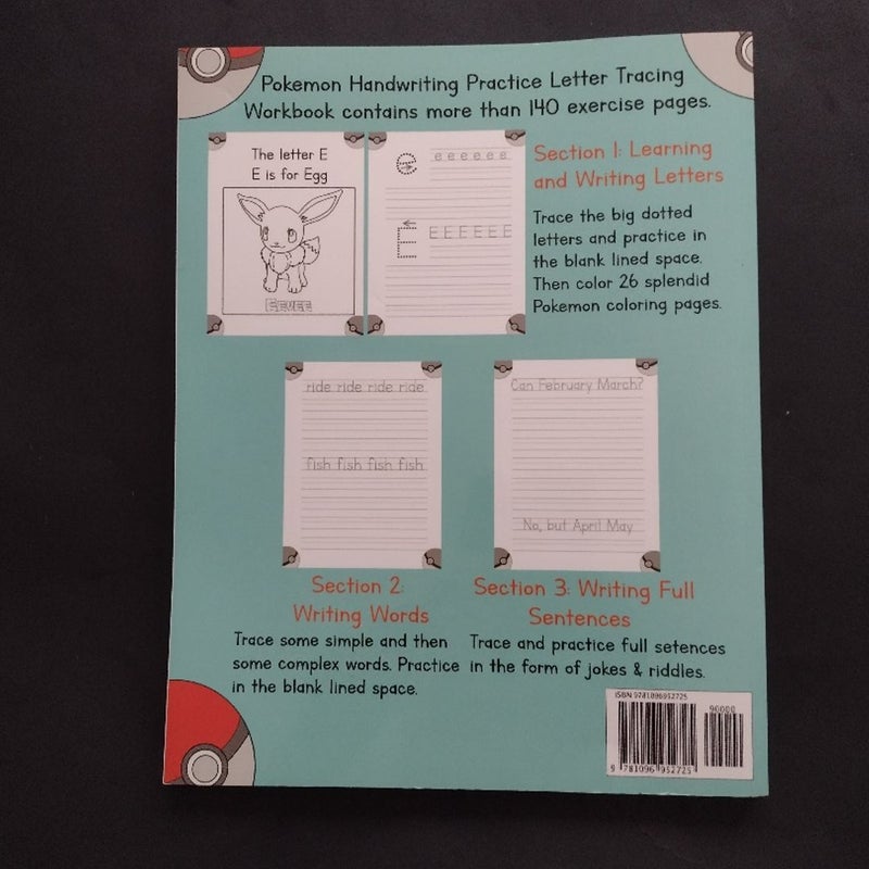 Pokemon Handwriting Practice Letter Tracing Workbook for Kids