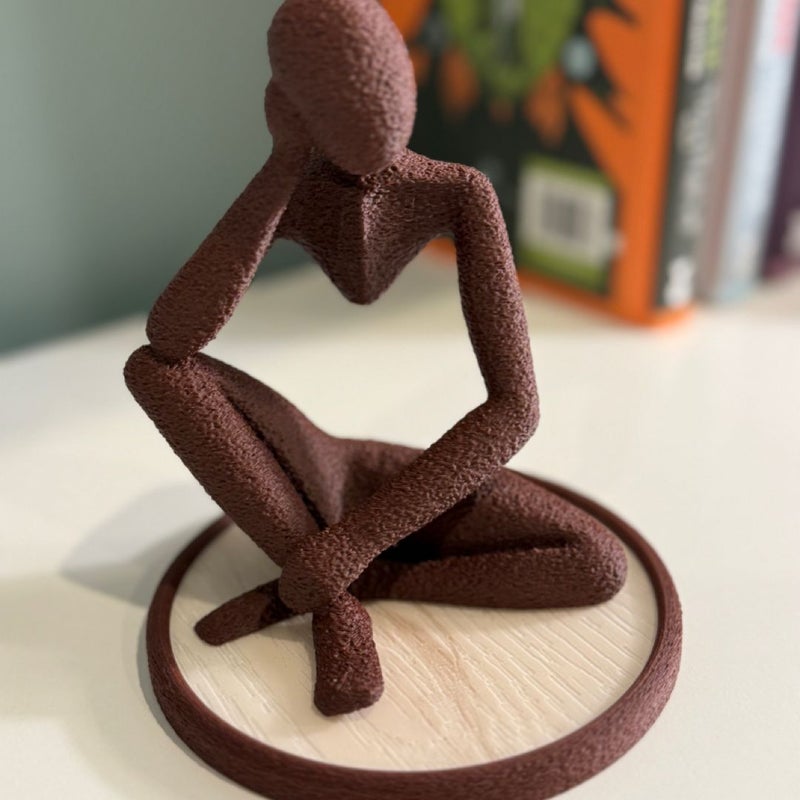 NObody – A Quiet Shelfie for Bookish Souls | Minimalist Figurine in Rough Texture with Vinyl Wood Accent Base