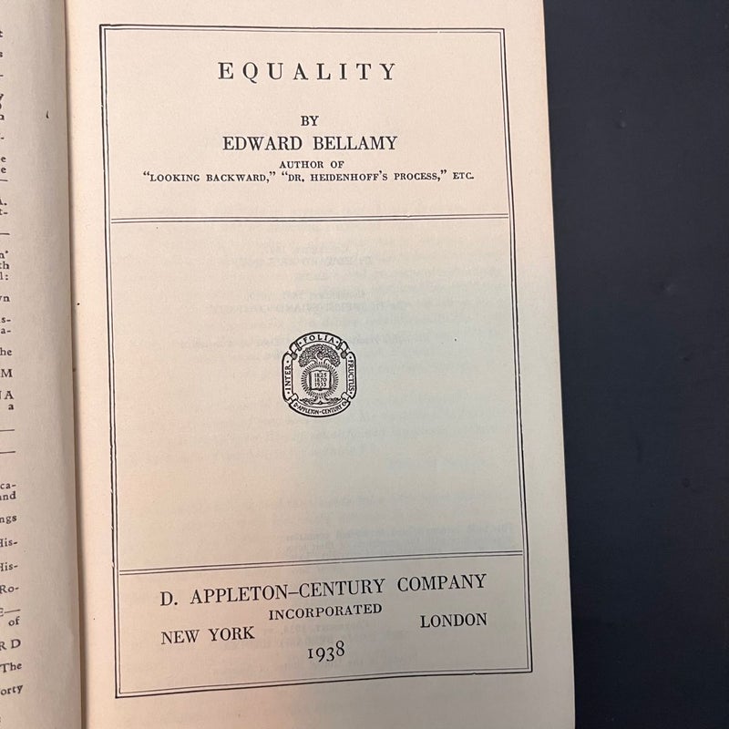 Equality, a Novel - Vintage Book 1938