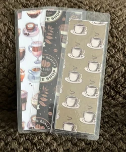 New 3 double sided laminated bookmark coffee 