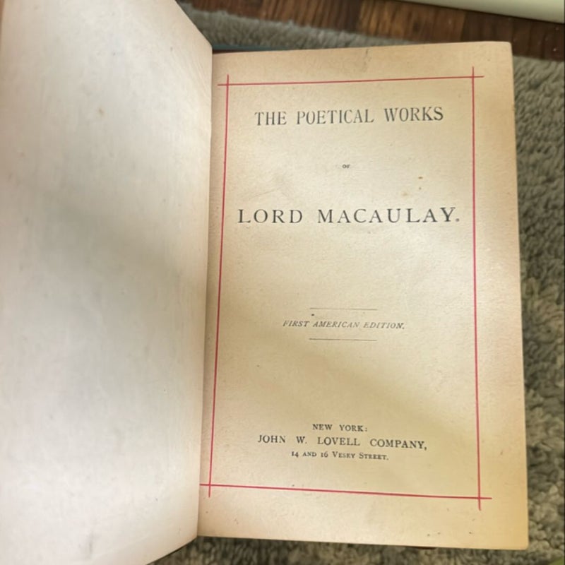 The Poetical Works of Lord Macaulay