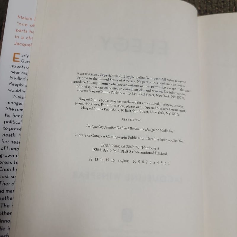 Elegy for Eddie (2012 First Edition)
