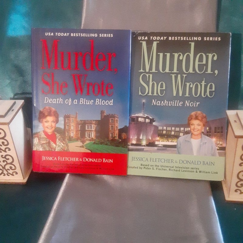 2 Murder She Wrote large print hardcover book lot : Nashville Noir, Death of a Blue Blood