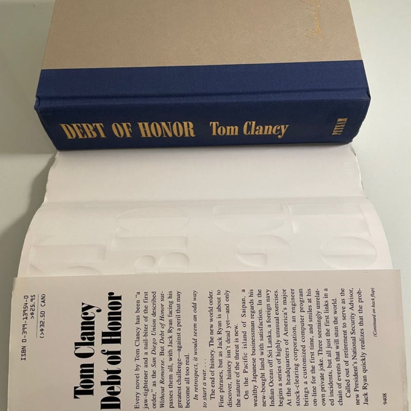 Debt of Honor by Tom Clancy 1994, Hardcover, 1st Edition, 1st Print, Very Good+