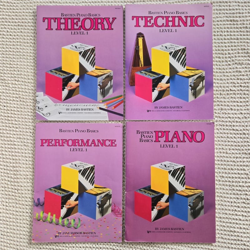 Set of 4 Bastien Piano Basics,- Theory, Technical, Performance and Piano Music Sheet Books -Level 1