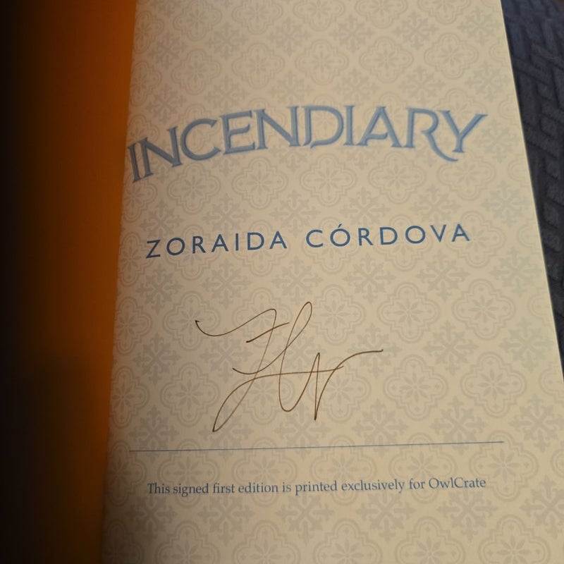 Incendiary. *Owlcrate signed First Edition*