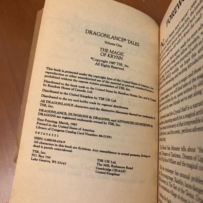 DragonLance: Tales I Trilogy: The Magic of Krynn, Kender, Gully Dwarves, and Gnomes, Love and War, All First Edition First Printing