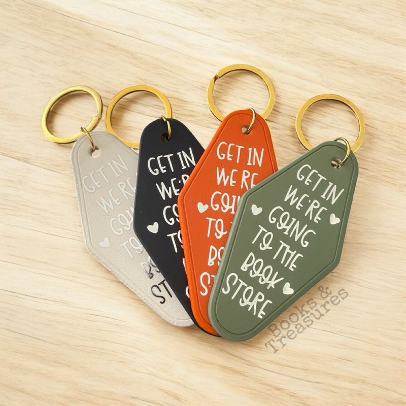 Bookish Keychain | Faux Leather Motel Style Key Tag | Handmade