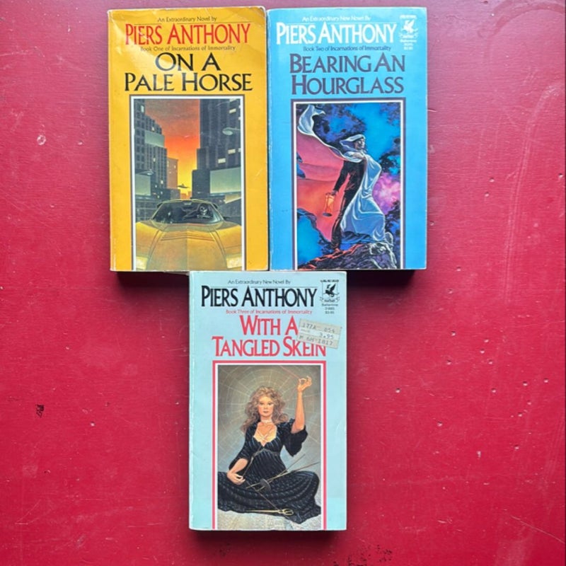 3 incarnations of immortality series: Bearing an Hourglass with a tangled skein, on a pale horse