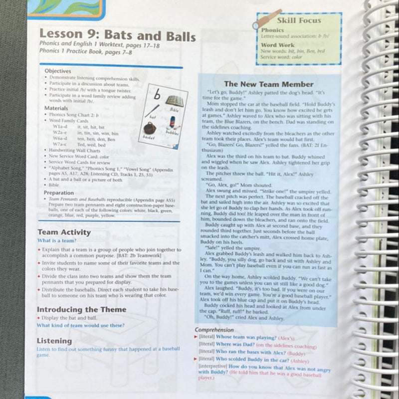 Phonics and English 1 Teacher's Edition and Toolkit CD