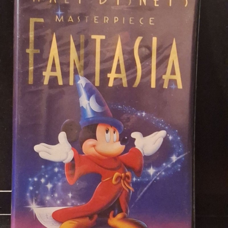 Walt Disney's Masterpiece Fantasia VHS and The Sorcerer's Apprentice Fantasia soundtrack on 12-inch vinyl record