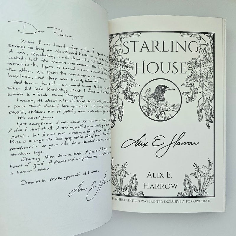 Starling House by Alix E Harrow Owlcrate Special FIRST Edition Digitally Signed