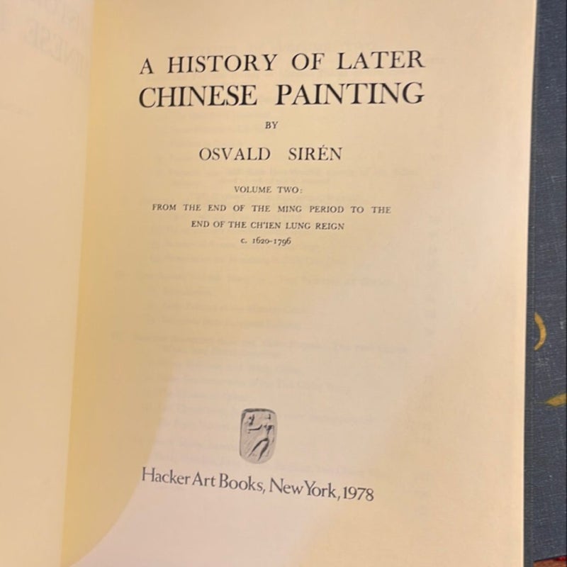 A History of Later Chinese Painting (1978, 2-volume set)