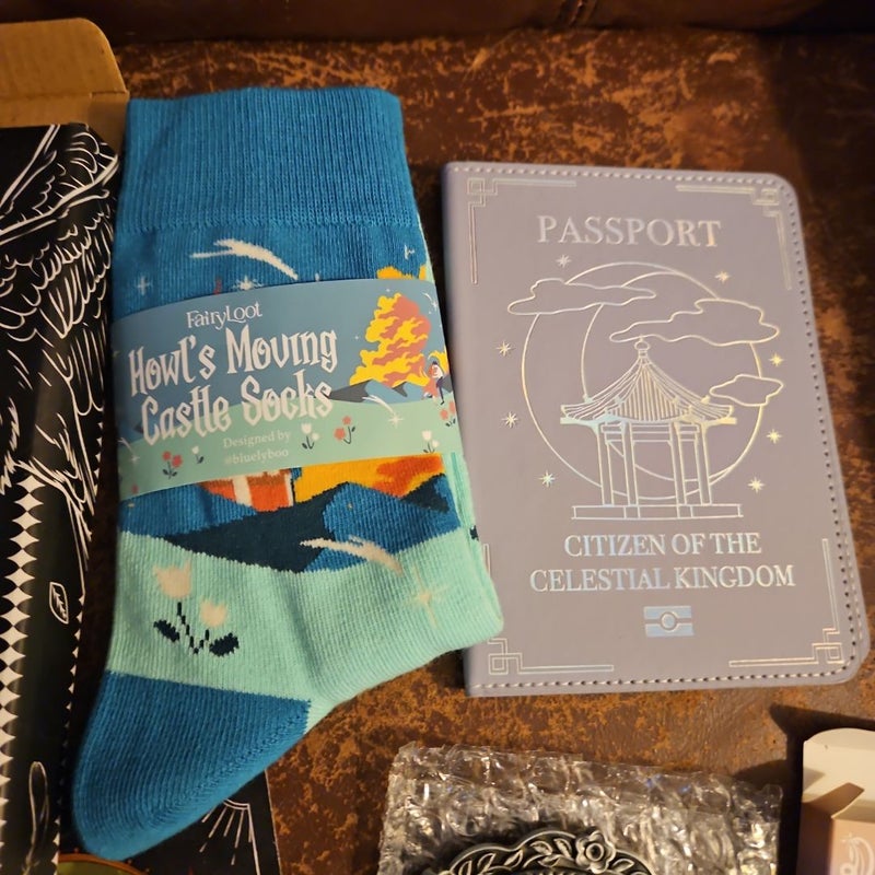 Fairyloot August Ya Bookish Merch Items Tarot Cards Mirror Plate Socks Passport