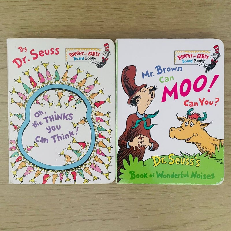 Bright & Early Board Book Bundle-Lot of 4; Are You My Mother, Big Dog Little Dog, Oh the Thinks You Can Think, Mr. Brown Can Moo Can You 