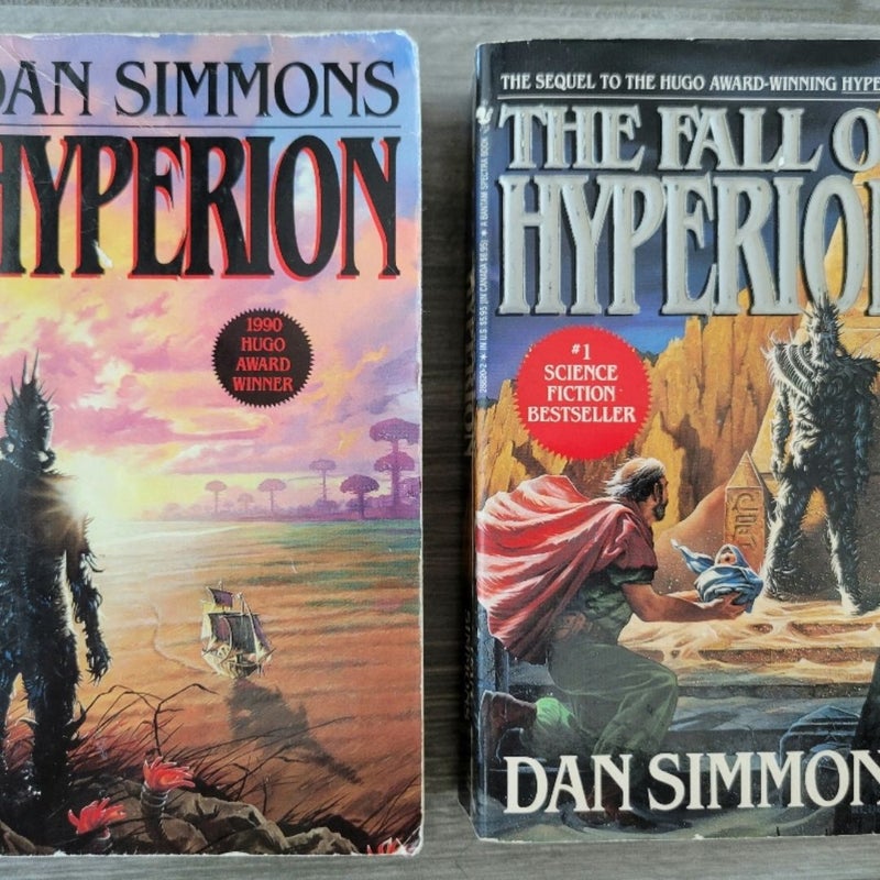 HYPERION AND THE FALL OF HYPERION LOT OF 2 BOOKS BY DAN SIMMONS 1ST EDITION 1991