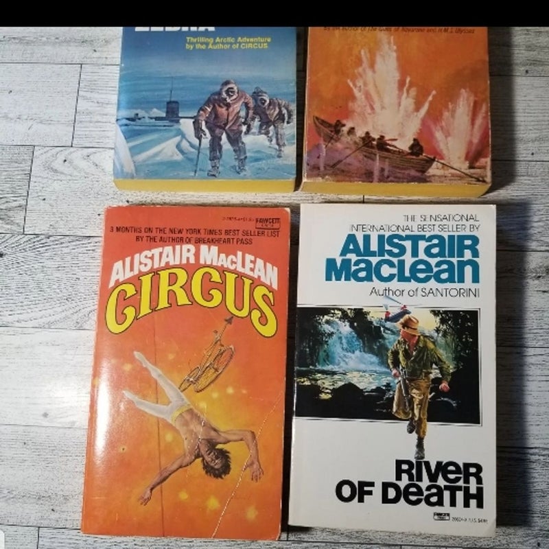 7 Alistair MacLean Mass Market Paperback Books Floodgate River of Death & MORE
