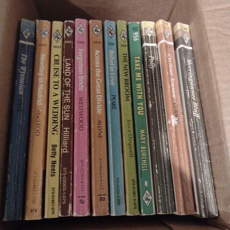 Bundle of 12 vintage romance novels