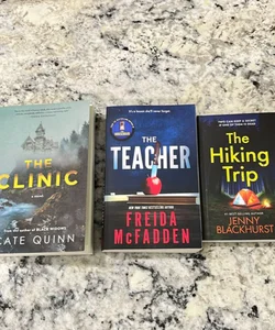 Lot of 3 Newer Suspense Books: The Clinic/The Teacher/The Hiking Trip 
