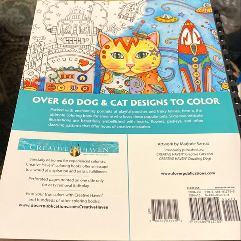 Creative Haven Dazzling Dogs & Cats Coloring Book