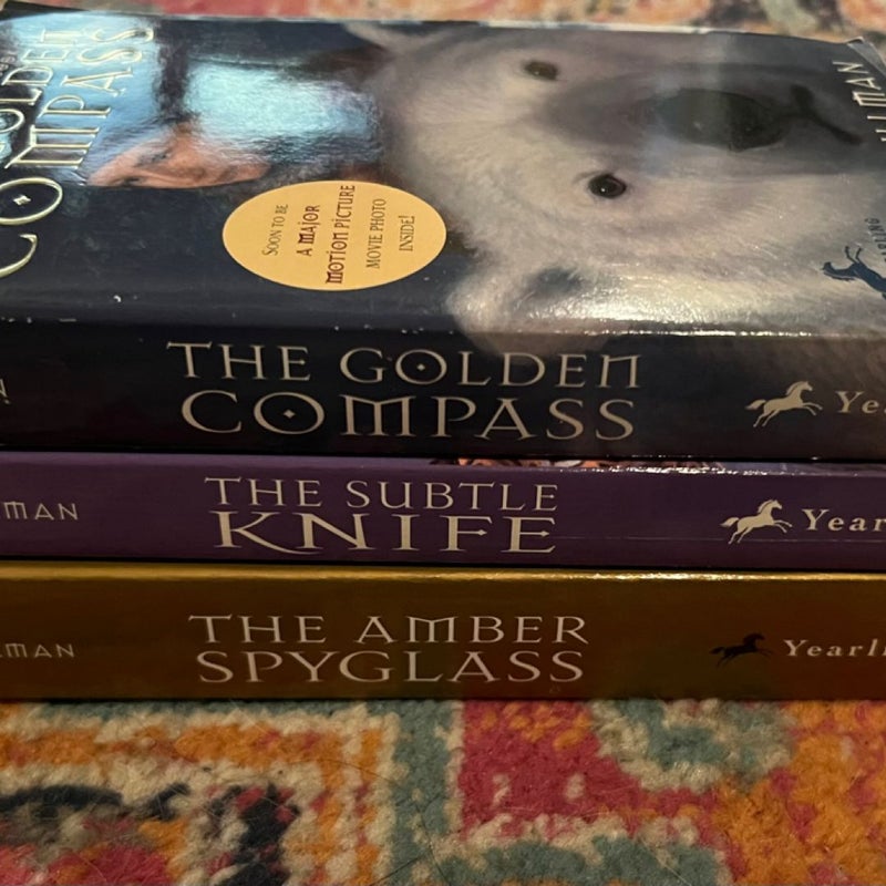 His Dark Materials Trilogy Pullman Golden Compass/Subtle Knife/Amber PB lot VG