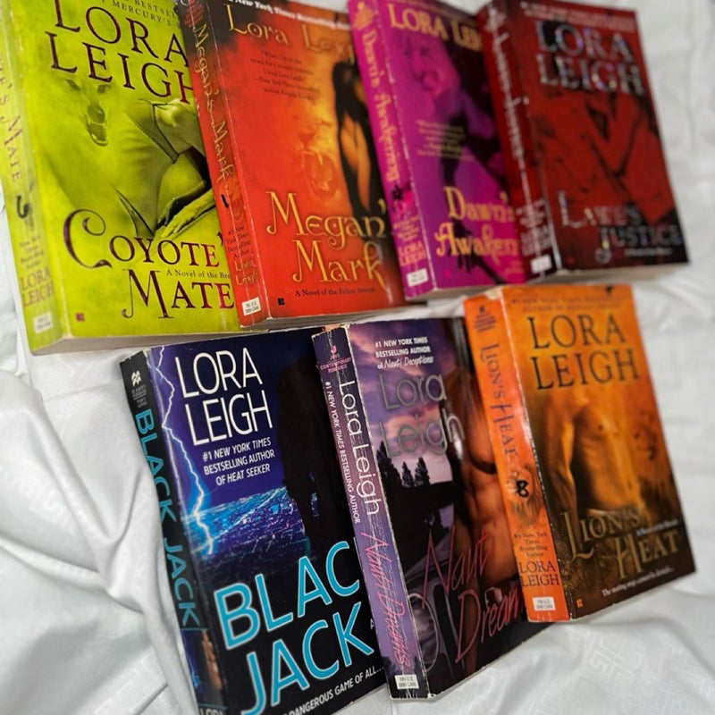 Lora Leigh LOT! Seven books!! Coyote’s Mark, Megan’s Mark, Dawn’s Awakening, Lawe’s Justice, Lion’s Heat, Nauti Dreams, & Black Jack