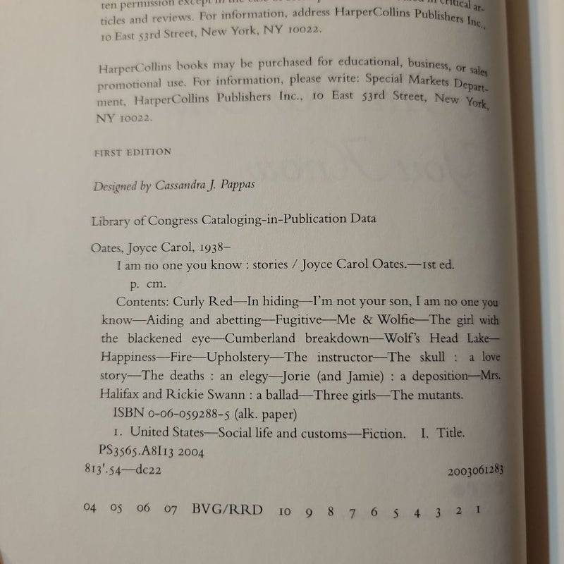 I Am No One You Know (First Edition)