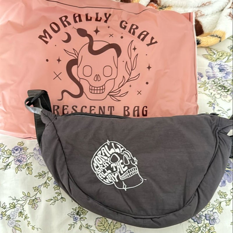 Bookish Box Morally Gray Crescent Bag