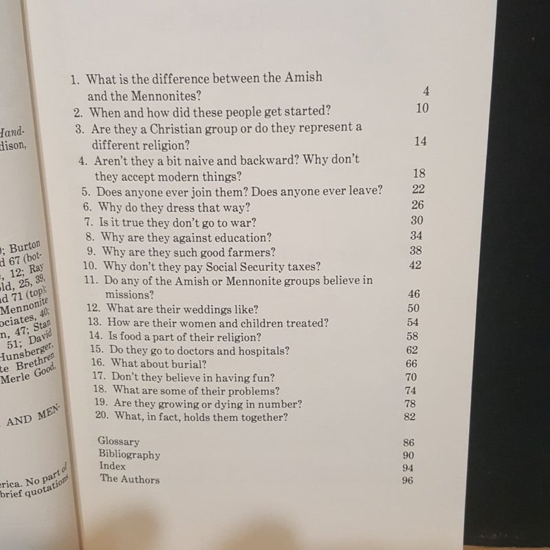 Twenty Most Asked Questions about the Amish and Mennonites