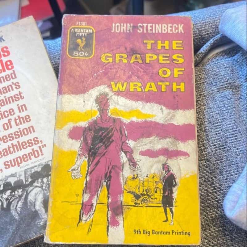 Lot of Four Antique John Steinbeck Books: Grapes of Wrath, In Dubious Battle, Sweet Thursday, Once There Was a War