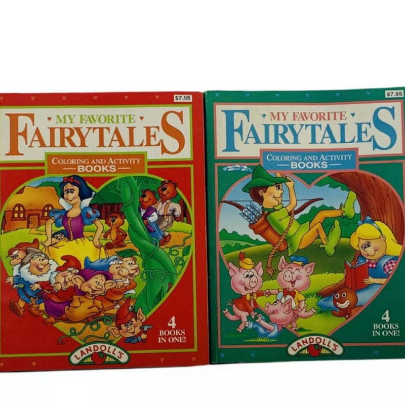 Lot of 2 My Favorite Fairy Tales 1993 Coloring & Activity 4 Books-in One NOS