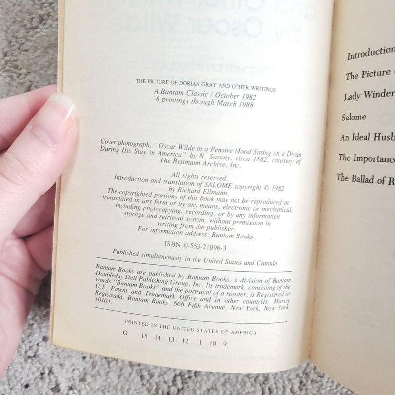 The Picture of Dorian Gray and Other Writings (6th Bantam Classic Printing, 1988)